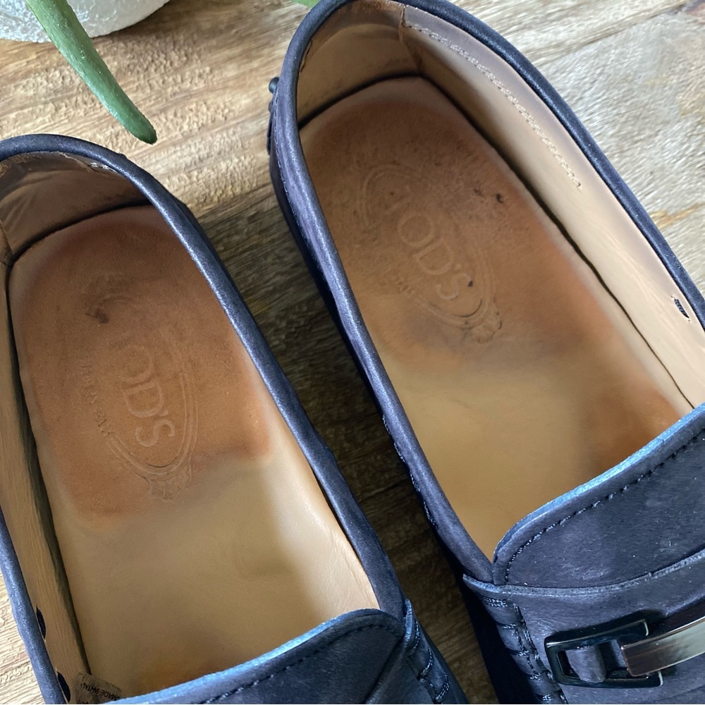 TOD’S - Navy Suede Driver Loafers + Box - Picture 6 of 16